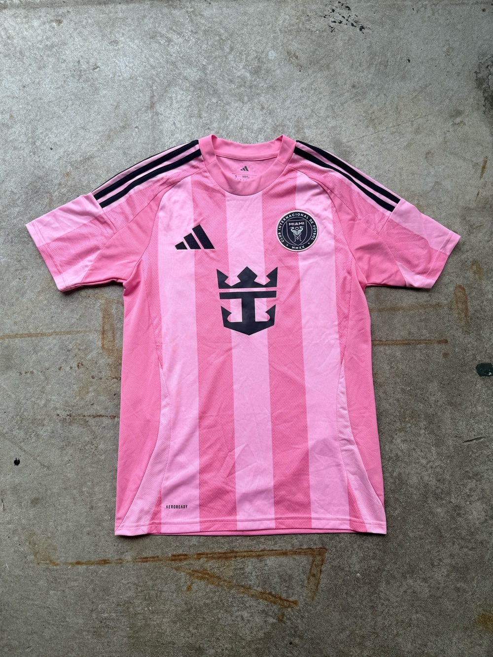 Men’s Adidas Inter Miami FC Messi #10 Pink Striped Soccer Jersey Small